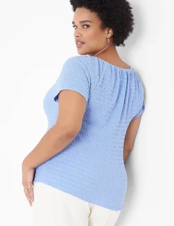 Knit Tops^Lane Bryant Fitted Crop Cap-Sleeve Top Hydrangea