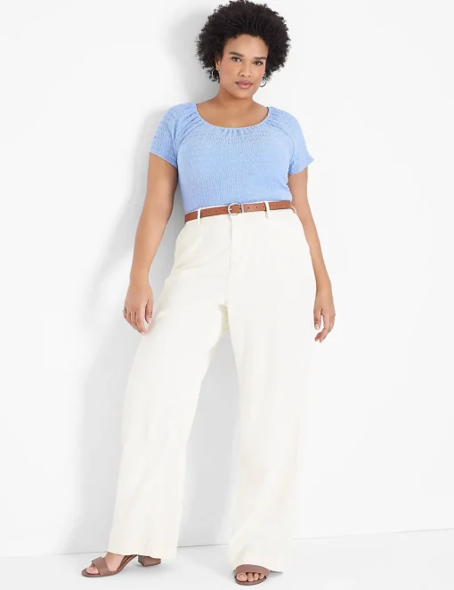 Knit Tops^Lane Bryant Fitted Crop Cap-Sleeve Top Hydrangea
