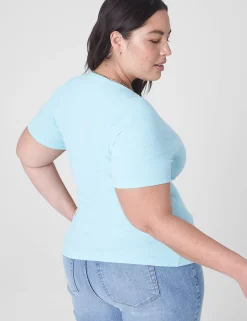 Knit Tops^Lane Bryant Fitted Crop Crew-Neck Rib Tee Blue Elixir