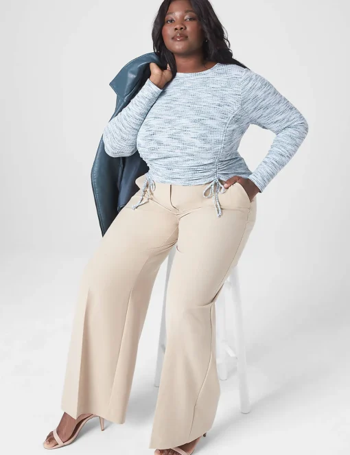 Knit Tops^Lane Bryant Fitted Crop Rib Spacedye Tee Light Blue
