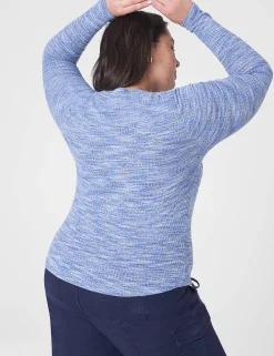 Knit Tops^Lane Bryant Fitted Crop Rib Spacedye Tee Denim Blue
