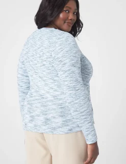 Knit Tops^Lane Bryant Fitted Crop Rib Spacedye Tee Light Blue
