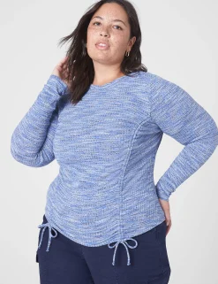 Knit Tops^Lane Bryant Fitted Crop Rib Spacedye Tee Denim Blue