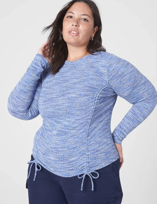 Knit Tops^Lane Bryant Fitted Crop Rib Spacedye Tee Denim Blue