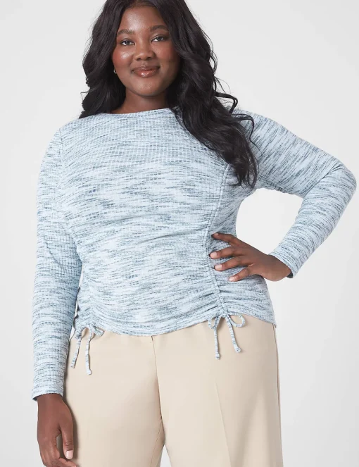 Knit Tops^Lane Bryant Fitted Crop Rib Spacedye Tee Light Blue