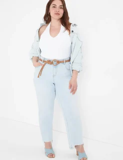 The Tee Shop^Lane Bryant Fitted Double-Layer Halter Bodysuit White