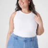 The Tee Shop^Lane Bryant Fitted High-Neck Rib Tank White