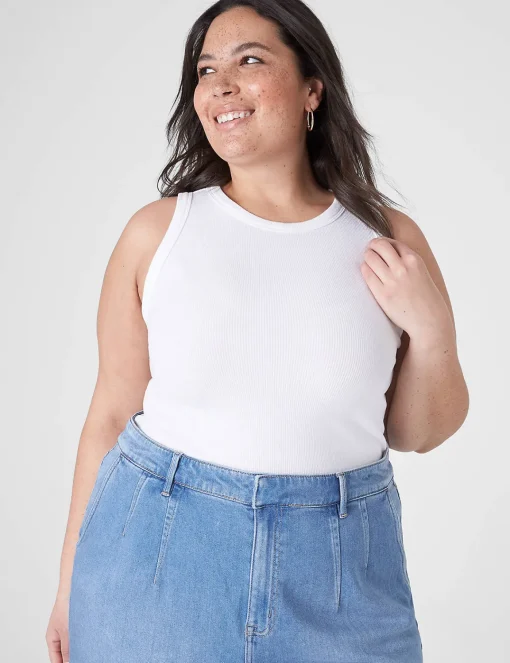 The Tee Shop^Lane Bryant Fitted High-Neck Rib Tank White