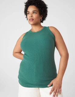 The Tee Shop^Lane Bryant Fitted High-Neck Rib Tank Hunter Green