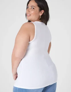 The Tee Shop^Lane Bryant Fitted High-Neck Rib Tank White