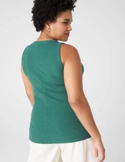 The Tee Shop^Lane Bryant Fitted High-Neck Rib Tank Hunter Green