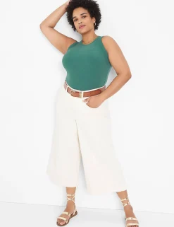 The Tee Shop^Lane Bryant Fitted High-Neck Rib Tank Hunter Green