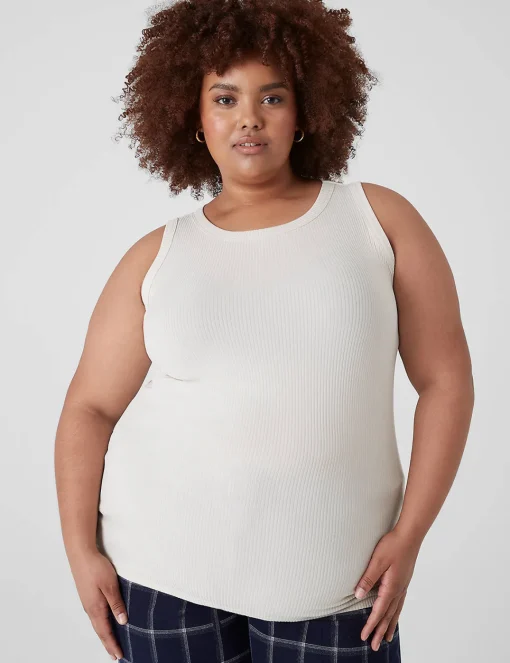 The Tee Shop^Lane Bryant Fitted High-Neck Ribbed Tank Birch