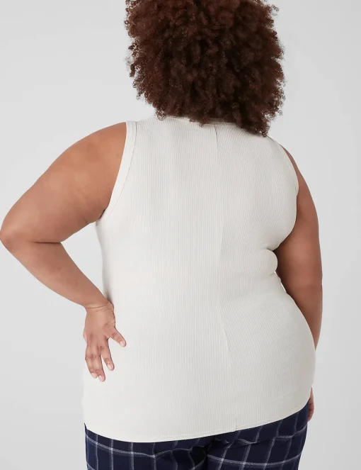 The Tee Shop^Lane Bryant Fitted High-Neck Ribbed Tank Birch