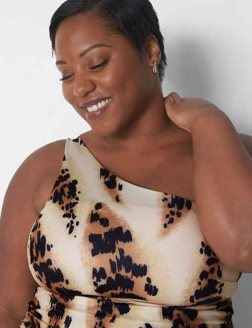 Swim Tops^Lane Bryant Fitted No-Wire One-Shoulder Swim Tankini Sand Dollar Animal