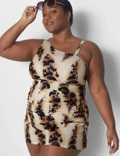 Swim Tops^Lane Bryant Fitted No-Wire One-Shoulder Swim Tankini Sand Dollar Animal