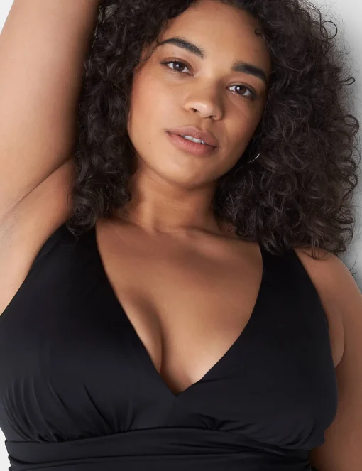 Swim Tops^Lane Bryant Fitted No-Wire Ruched Swim Tankini Top Black
