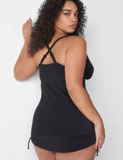Swim Tops^Lane Bryant Fitted No-Wire Ruched Swim Tankini Top Black