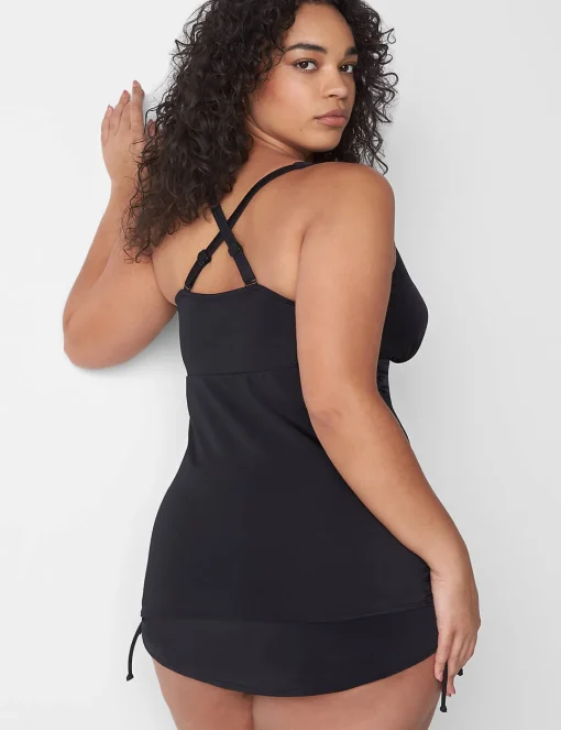 Swim Tops^Lane Bryant Fitted No-Wire Ruched Swim Tankini Top Black