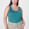 Knit Tops^Lane Bryant Fitted Scoop-Neck Rib Tank Antique Green