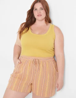 Knit Tops^Lane Bryant Fitted Scoop-Neck Rib Tank Sauterne