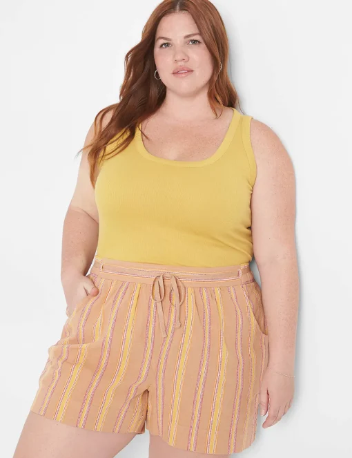 Knit Tops^Lane Bryant Fitted Scoop-Neck Rib Tank Sauterne