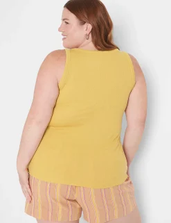 Knit Tops^Lane Bryant Fitted Scoop-Neck Rib Tank Sauterne