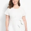 Lena^Lane Bryant Fitted Short-Sleeve Crew-Neck Lena Top Ivory Rose