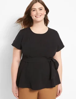 Shirts & Blouses^Lane Bryant Fitted Short-Sleeve Crew-Neck Lena Top Black