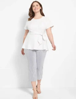 Lena^Lane Bryant Fitted Short-Sleeve Crew-Neck Lena Top Ivory Rose