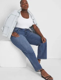 Knit Tops^Lane Bryant Fitted Short-Sleeve Scoop-Neck Bodysuit Ivory Rose