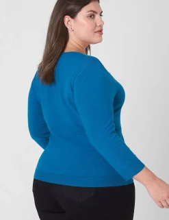 Sweaters^Lane Bryant Fitted 3/4-Sleeve Twist-Front Cutout Sweater Seaport