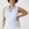 Knit Tops^Lane Bryant Fitted Sleeveless V-Neck Polo Blue Small Stripe