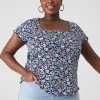Knit Tops^Lane Bryant Fitted Square-Neck Tee Blush Floral