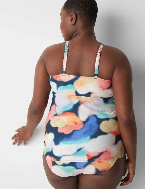 Swim Tops^Lane Bryant Fitted Tie-Neck No-Wire Swim Tankini Top Blue Summer