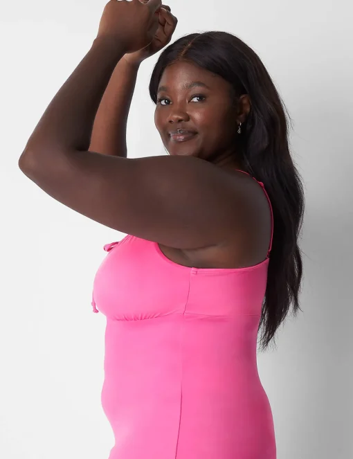Swim Tops^Lane Bryant Fitted Tie-Neck No-Wire Swim Tankini Top Sugar Plum