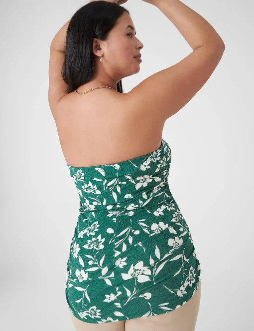 The Tee Shop^Lane Bryant Fitted Tube Top With Shelf Bra Green Cabo Flowers