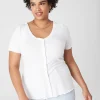 Knit Tops^Lane Bryant Fitted V-Neck Button-Front Tee Ivory Rose