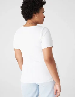 Knit Tops^Lane Bryant Fitted V-Neck Button-Front Tee Ivory Rose