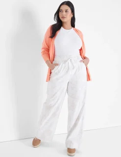 Wide Leg^Lane Bryant Floral Print Soft Wide Leg Pant White Floral
