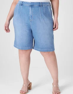 Crops, Capris And Shorts^Lane Bryant Fluid Denim Relaxed Bermuda Jean Short Light Denim