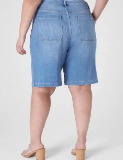 Crops, Capris And Shorts^Lane Bryant Fluid Denim Relaxed Bermuda Jean Short Light Denim