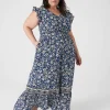 Fit & Flare^Lane Bryant Flutter-Sleeve Button-Front Maxi Dress Erica Floral