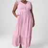 Maxi & Midi^Lane Bryant Flutter-Sleeve Button-Front Maxi Dress Mauve Orchid
