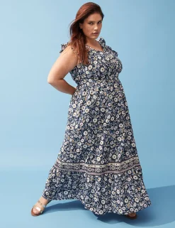 Fit & Flare^Lane Bryant Flutter-Sleeve Button-Front Maxi Dress Erica Floral