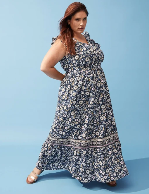 Fit & Flare^Lane Bryant Flutter-Sleeve Button-Front Maxi Dress Erica Floral