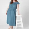 Work Versatile^Lane Bryant Flutter-Sleeve Crew-Neck Dress North Atlantic Green