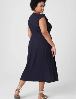 Maxi & Midi^Lane Bryant Flutter-Sleeve Crew-Neck Dress Maritime Blue