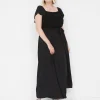 Maxi & Midi^Lane Bryant Flutter-Sleeve Crochet-Front Maxi Dress Black