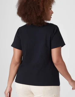 Knit Tops^Lane Bryant Flutter-Sleeve Embroidered Tee Black